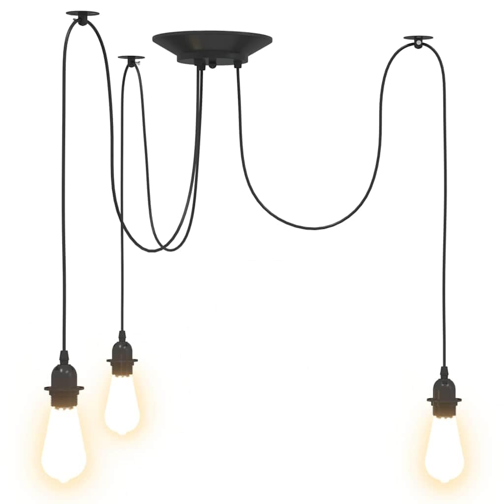 vidaXL Pendelleuchte 3-flammig E27 Schwarz Metall Vintage
