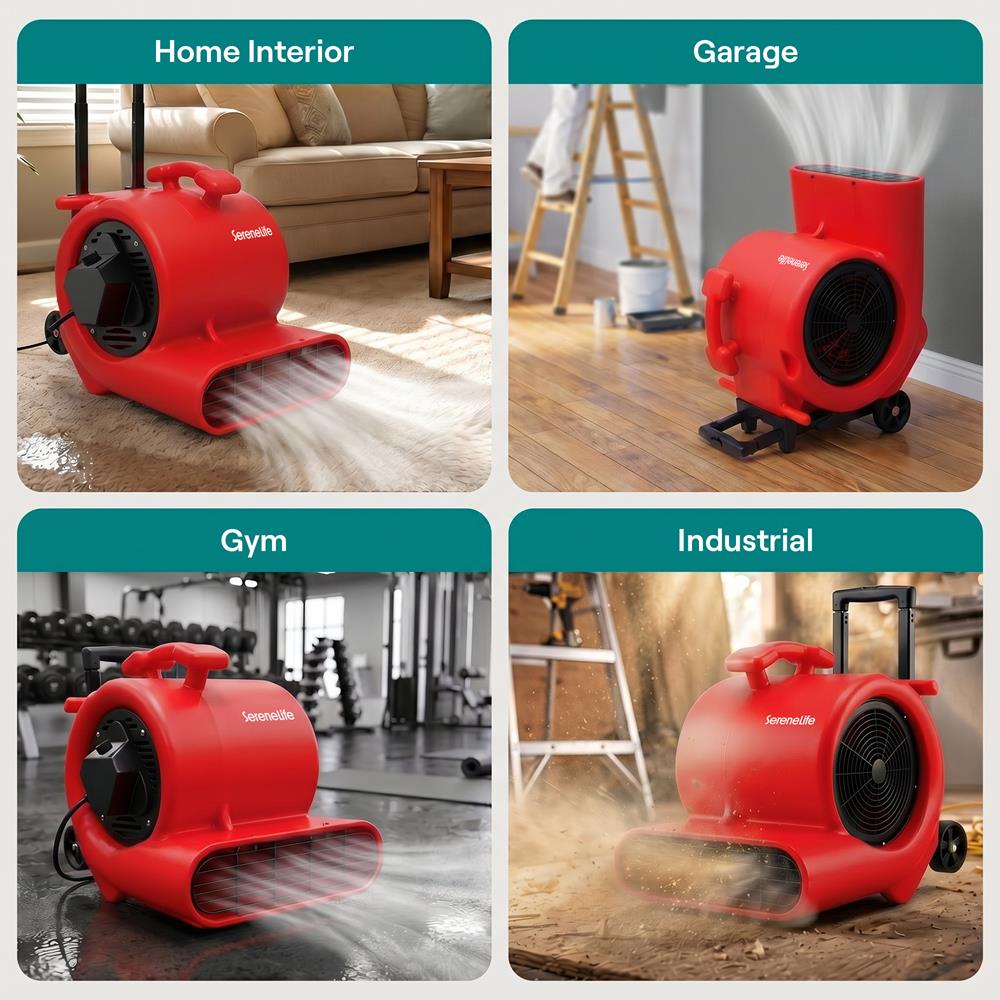 Serenelife Portable AC Air Mover Gebläse Rot 4000 CFM