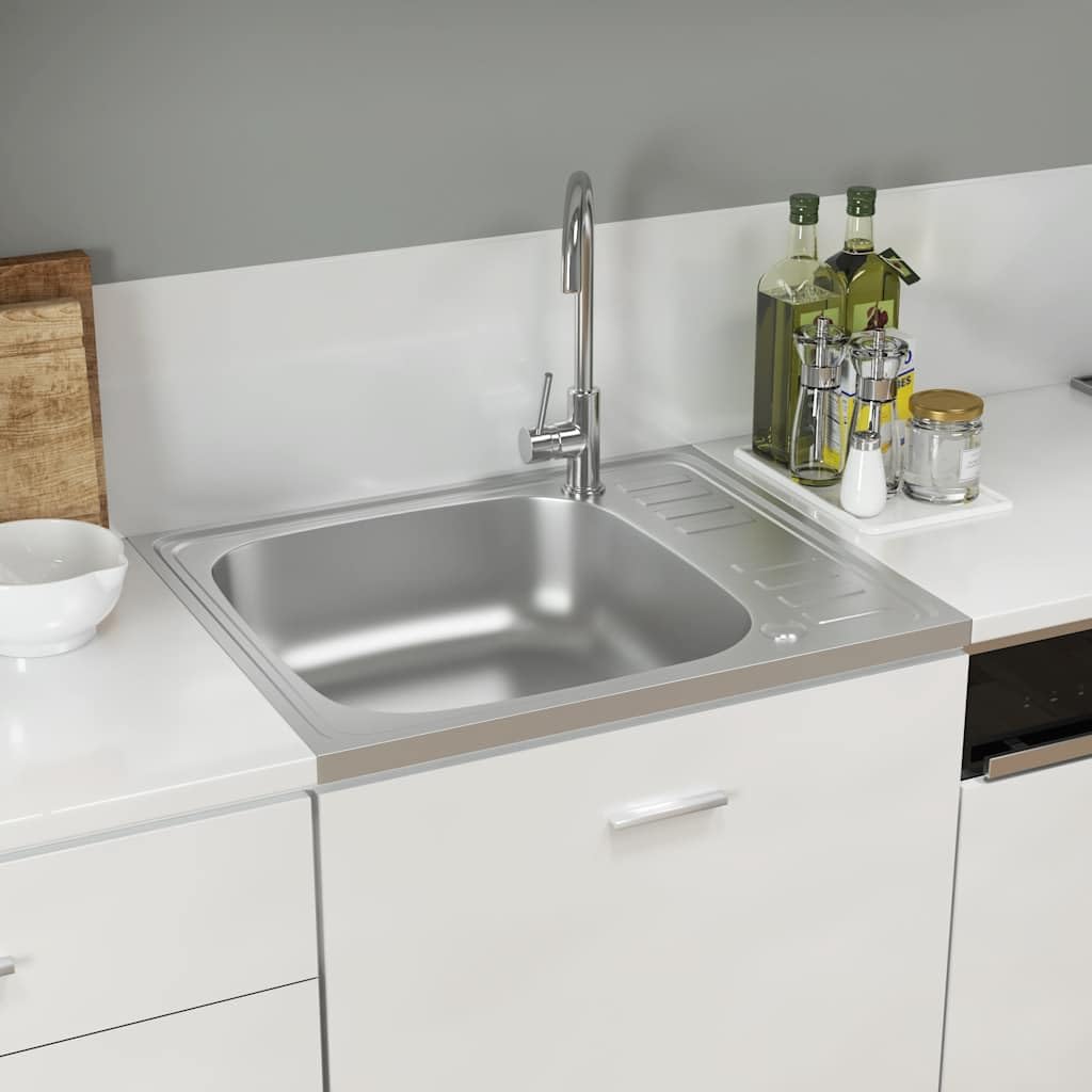vidaXL Heimwerker Spüle Edelstahl 60x50 mit Abtropffläche