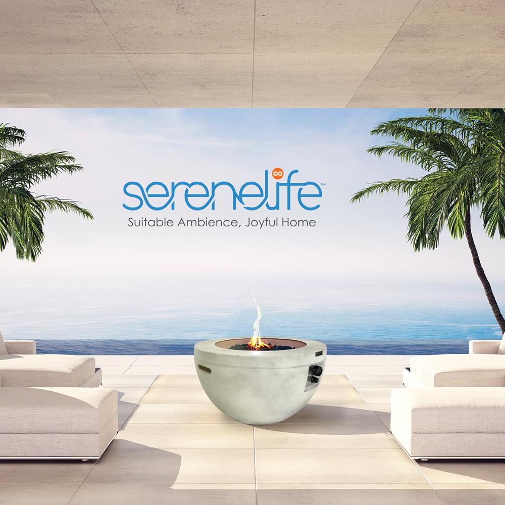 Serenelife Feuertisch Propan 40000 BTU Glassteine Blau