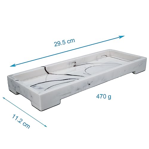 Intirilife Tablett Marmor Weiß 29,5 cm Servierbrett Kunstharz
