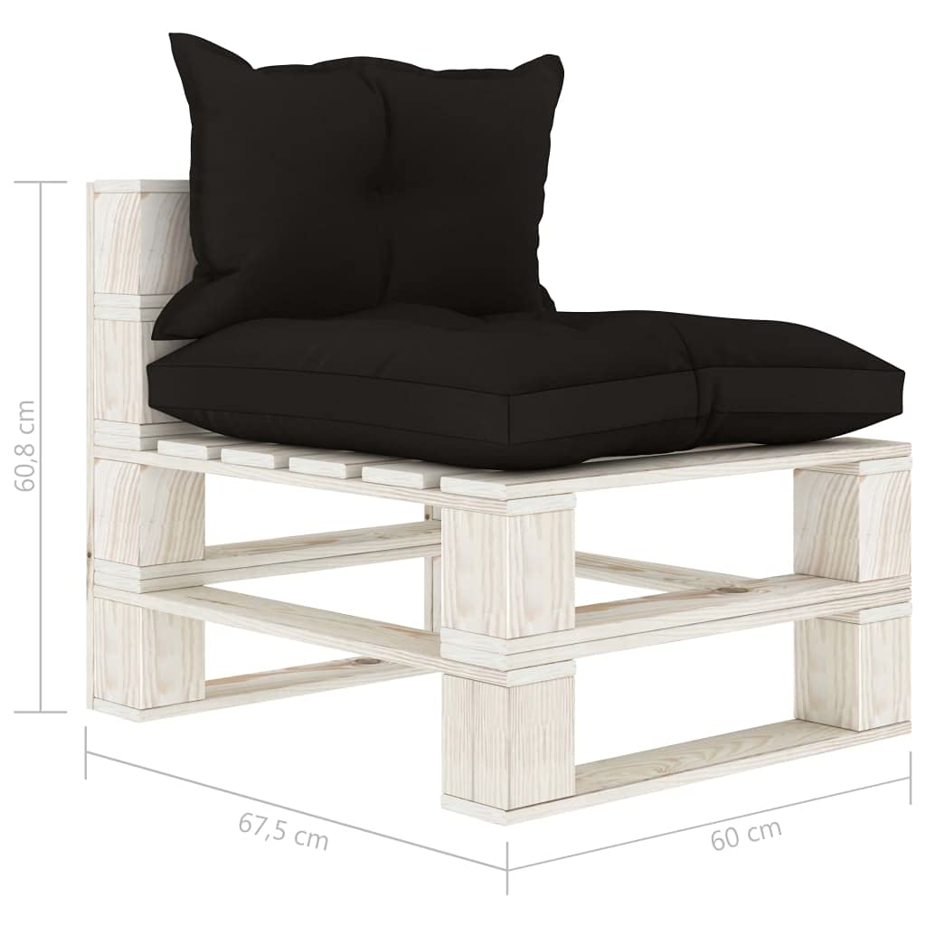 vidaXL Heim & Garten Paletten Mittelsofa Kiefer schwarze Kissen