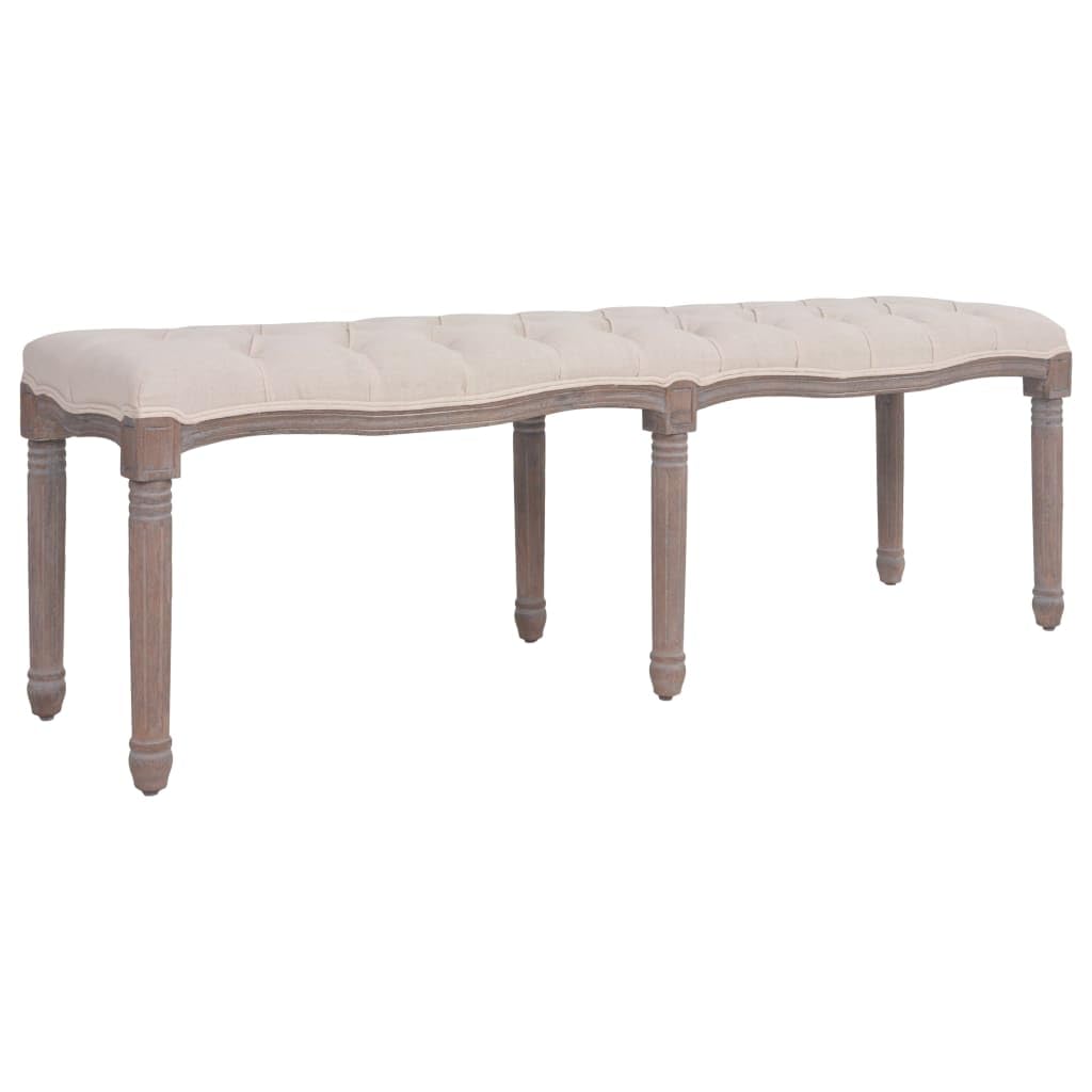 vidaXL Sitzbank Stoff 150x40x48 cm Cremeweiß Massivholz