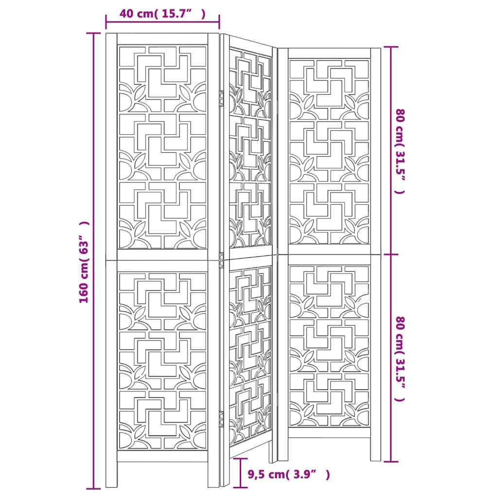 vidaXL Möbel 3-TLG Raumteiler Braun Paulownia Holz