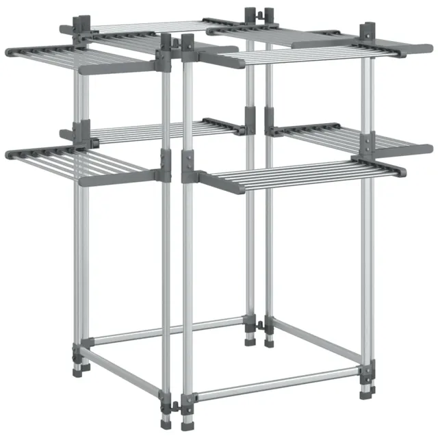 vidaXL Wäschetrockner 107x107x120 cm Alu 2 Etagen 33 m silbern