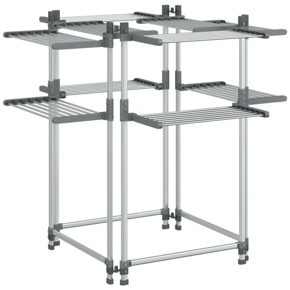 vidaXL Wäschetrockner 107x107x120 cm Alu 2 Etagen 33 m silbern