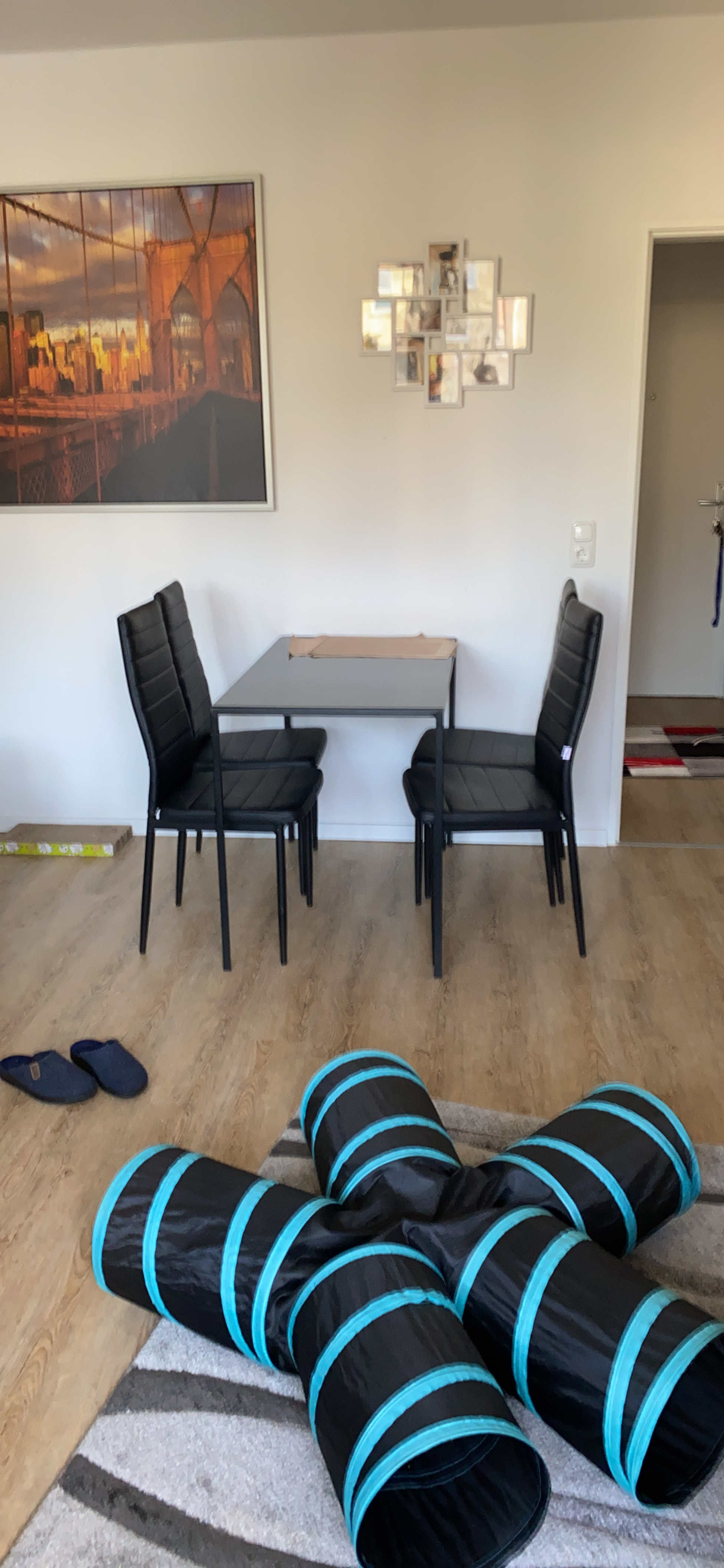 vidaXL Heim & Garten Essgruppe 5-tlg Schwarz Glas Kunstleder