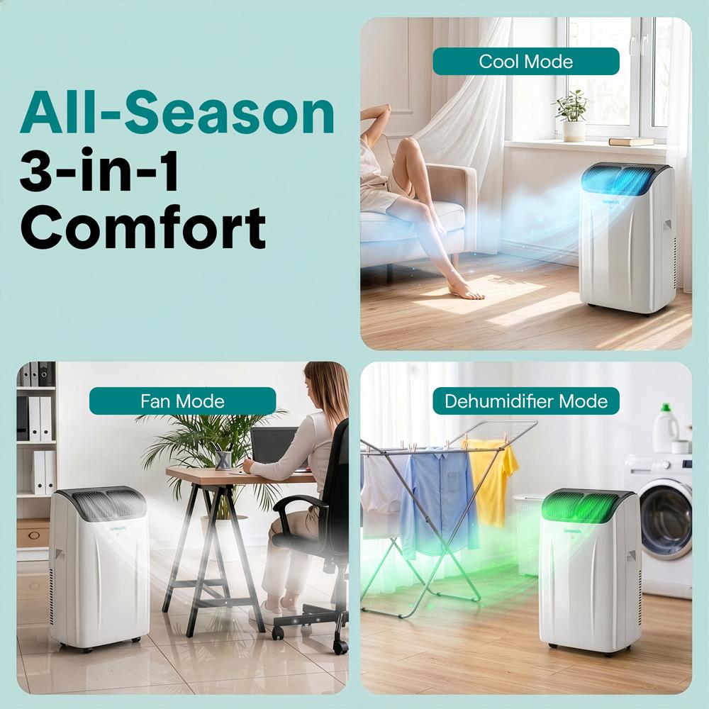 Serenelife Portable AC 14000 BTU Klimagerät Grau WiFi Entfeuchter