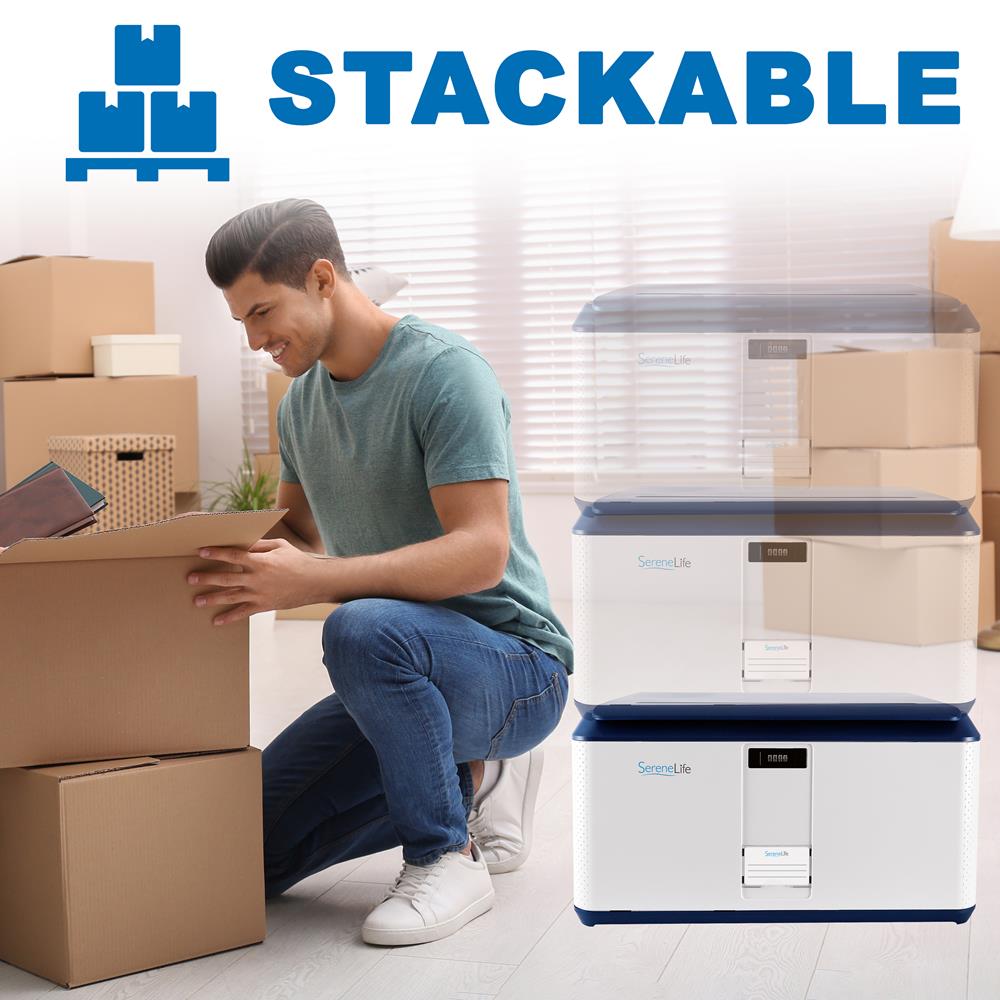Serenelife SLSBIN20 Box abschließbar blau 78 Liter Zahlenschloss