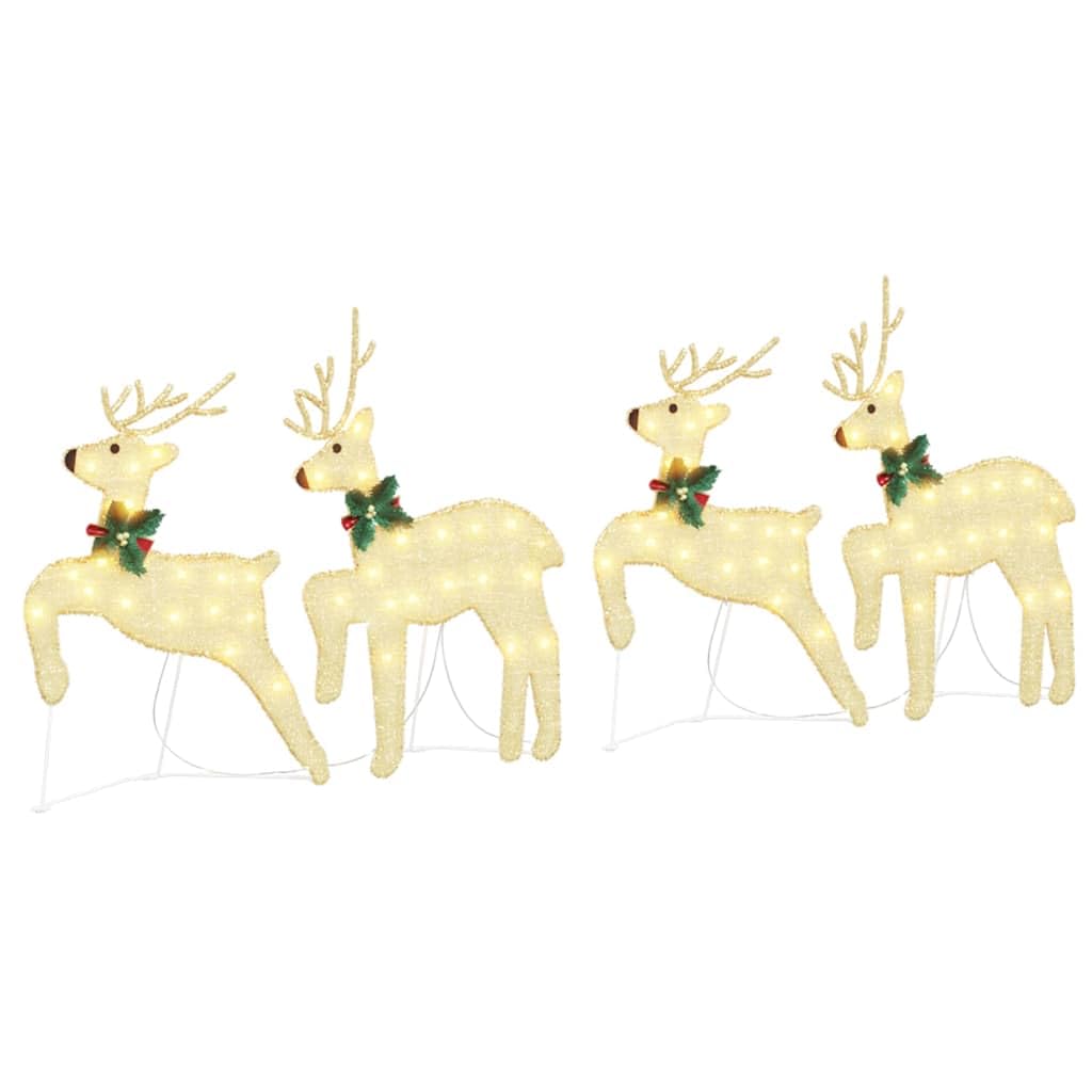 vidaXL LED Rentiere 4-tlg Weihnachtsdeko gold 45x19x65 cm