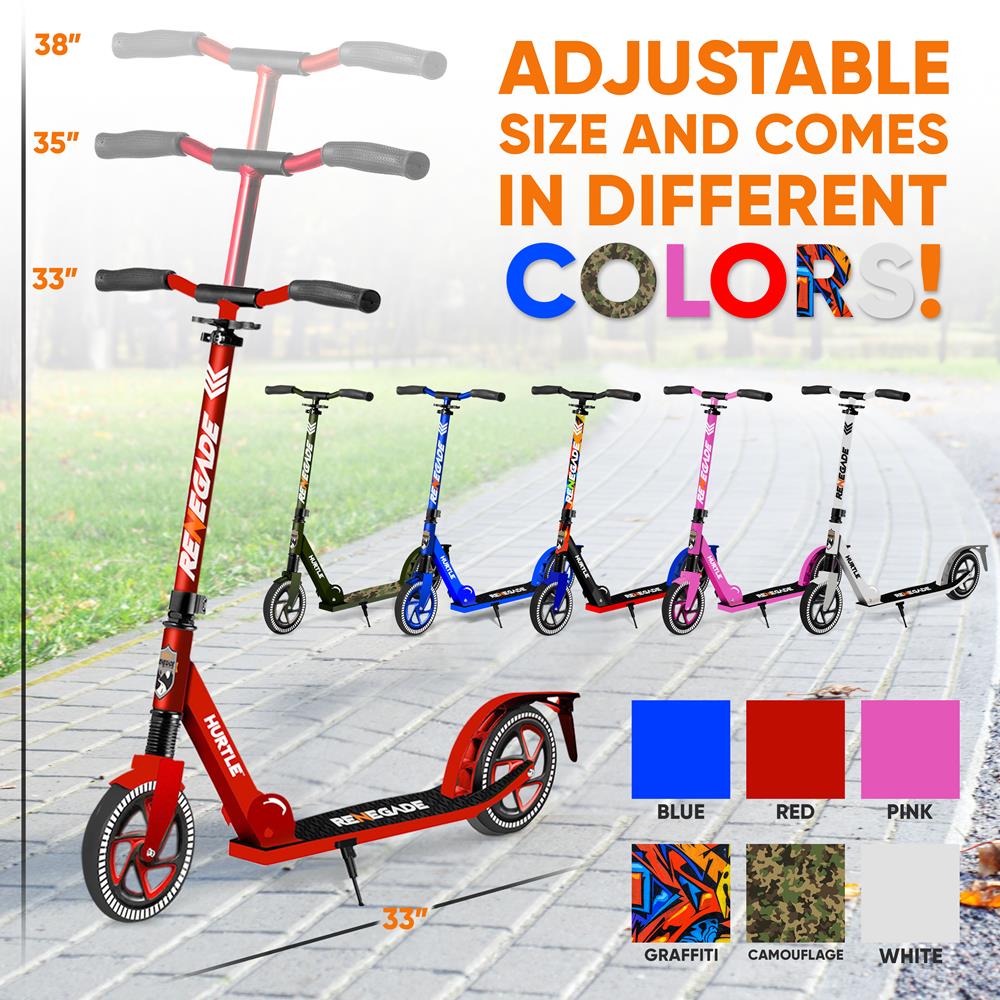 Serenelife Kick Scooter Roller klappbar Rot Alu-Deck