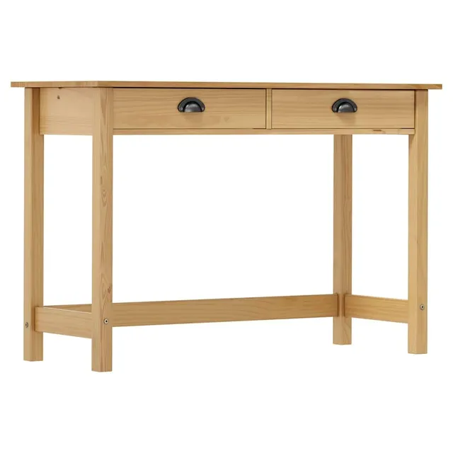 vidaXL Konsolentisch Kiefer massiv 110x45 cm Braun 2 Schubladen