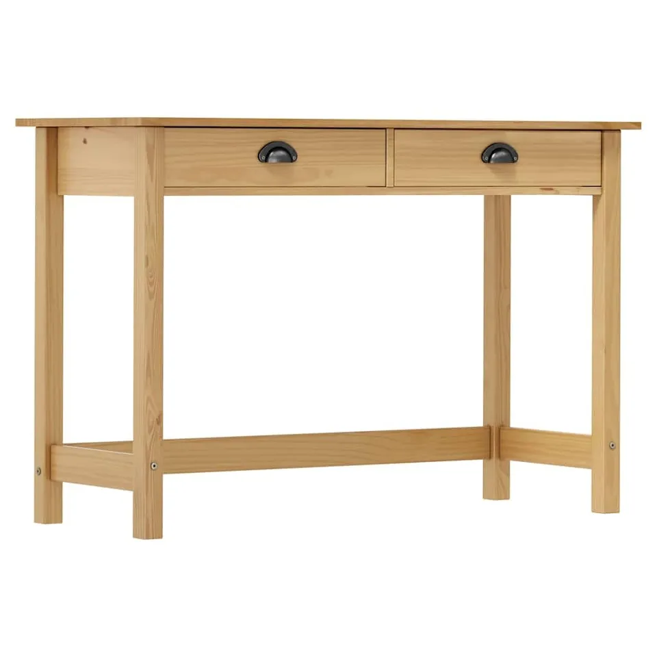 vidaXL Konsolentisch Kiefer massiv 110x45 cm Braun 2 Schubladen