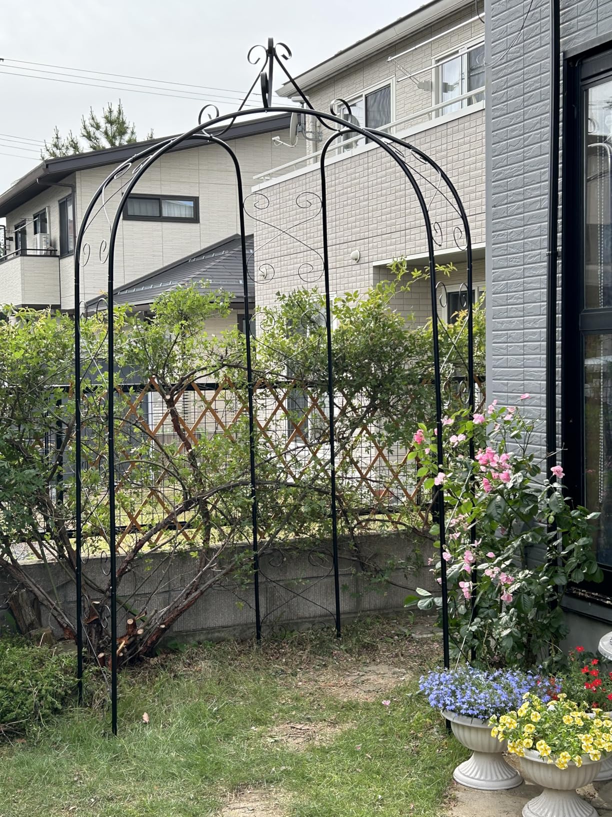 vidaXL Gartenbogen Schwarz Ø180x255 cm Stahl Rosenbogen Kletterpflanzen