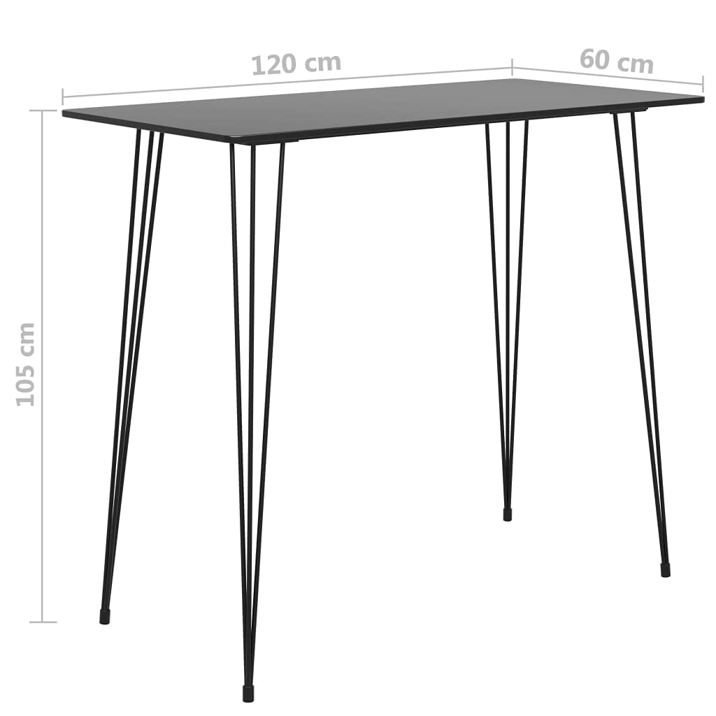 vidaXL Bartisch 120x60x105 cm Schwarz MDF Metall Stehtisch