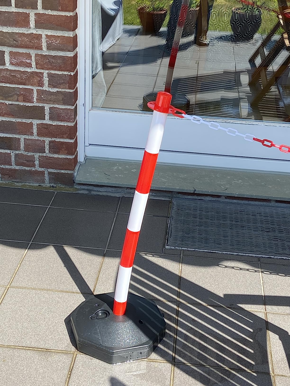 vidaXL Pfosten Set 2x mit Absperrkette 10m Rot Kunststoff