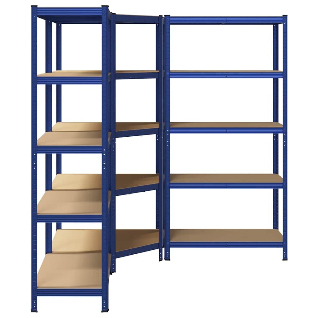 vidaXL Regal-Set 5 Böden 3-tlg Blau Stahl Schwerlastregal