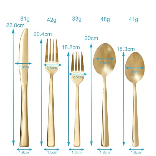 Intirilife Besteck Set 20-teilig Gold Edelstahl für 4 Personen