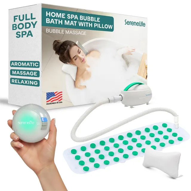 Serenelife Massage Badematte Sprudel Türkis mit LED