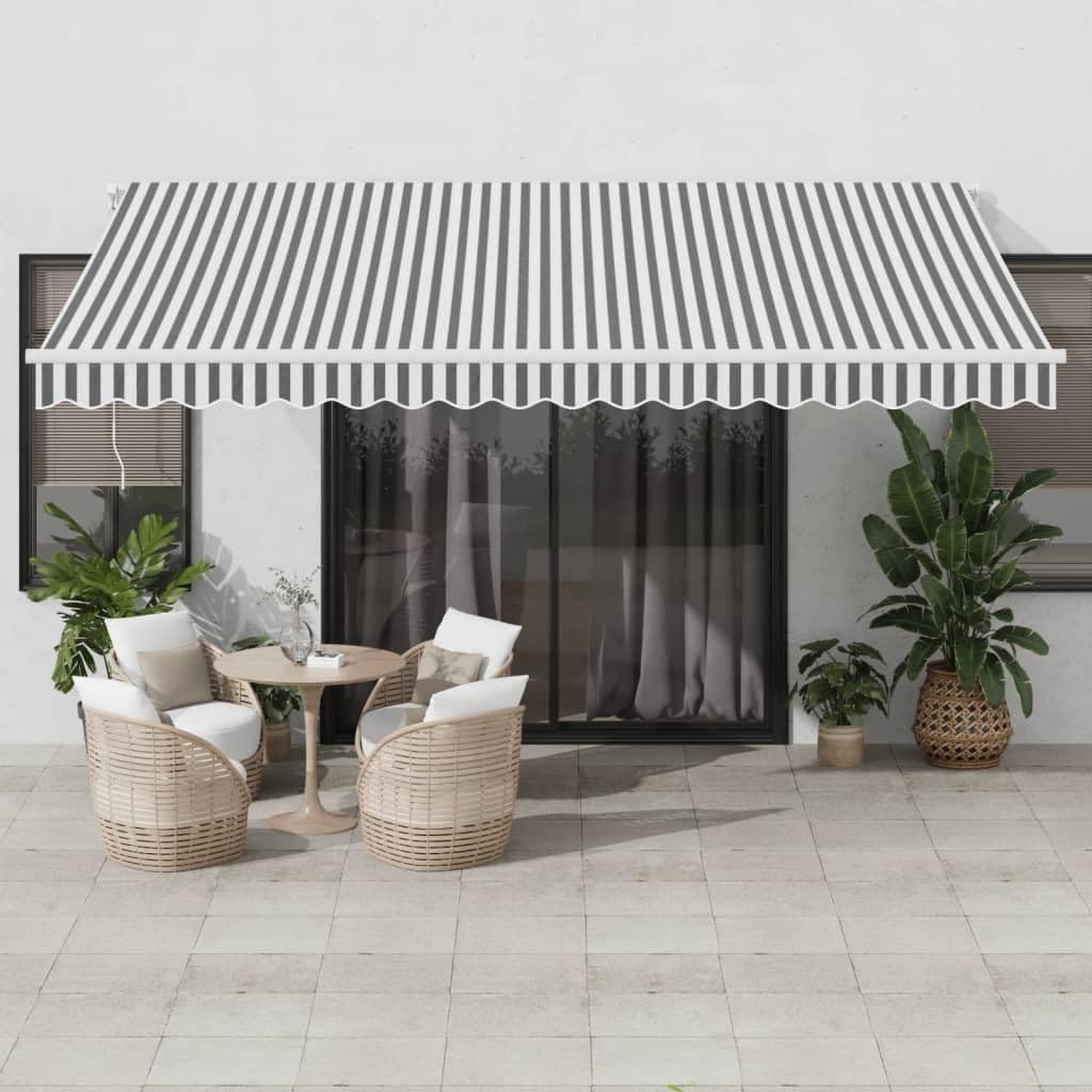 vidaXL Markise 450x350cm Anthrazit-Weiß manuell Alu