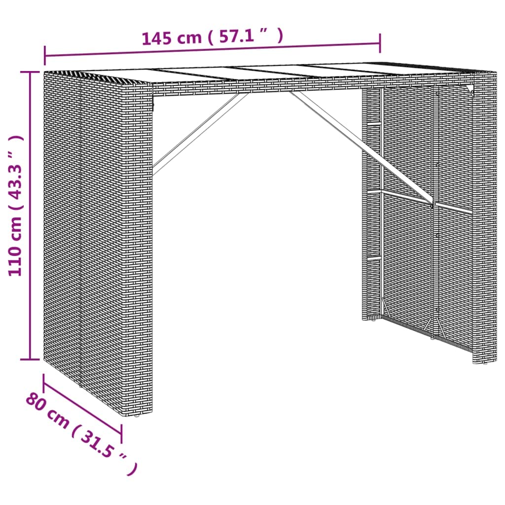 vidaXL Heim & Garten 5-tlg. Gartenbar-Set Rattan Braun mit Kissen