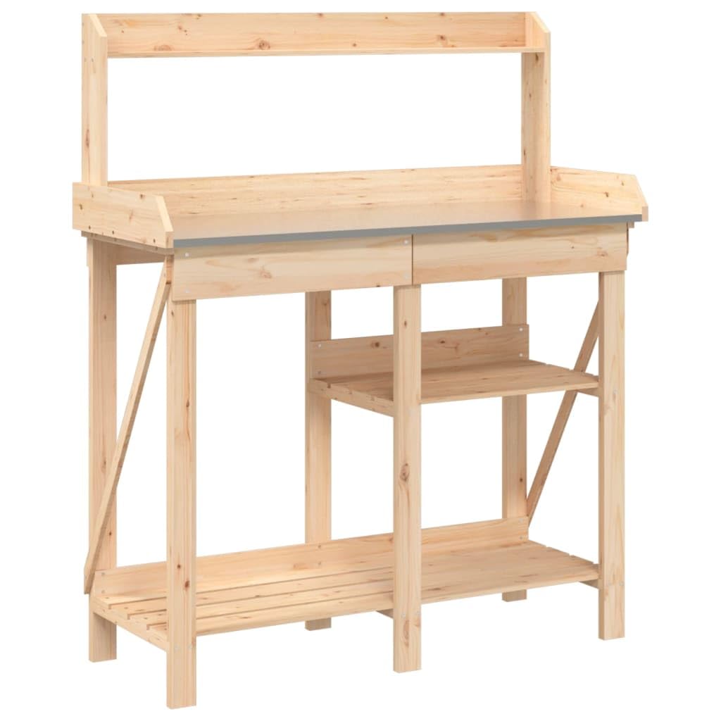 vidaXL Pflanztisch Umtopftisch Tanne Natur mit Ablagen