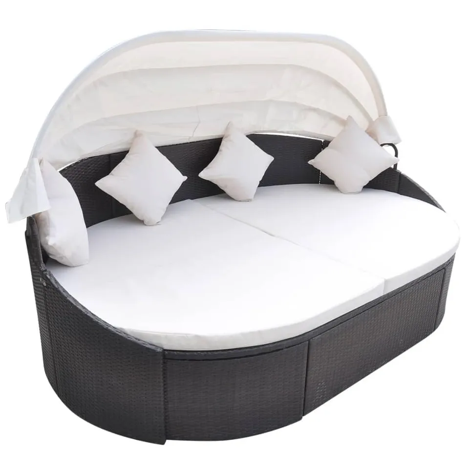 vidaXL Outdoor-Loungebett mit Dach Rattan braun
