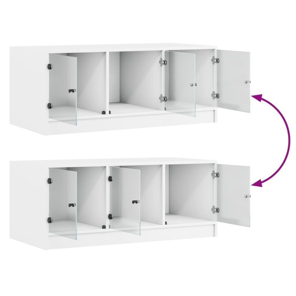 vidaXL Couchtisch Glastüren Weiß 102x50x42 cm Tisch