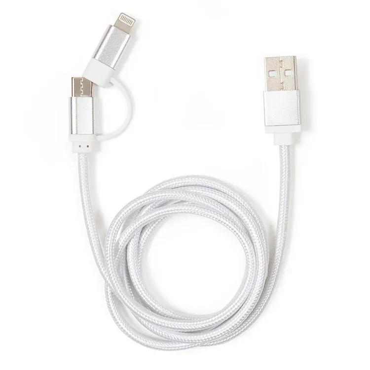 Kikkerland Silver 2-in-1 Braided Cable USB-C Lightning silber