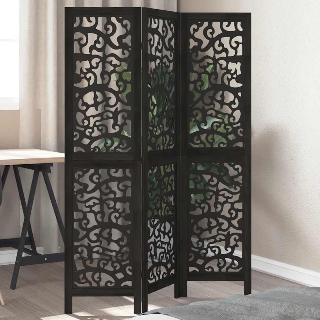 vidaXL Möbel Paravent Schwarz 3-tlg. 40x160 cm Holz