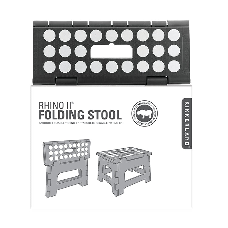 Kikkerland Rhino II Tritthocker Step Stool Schwarz klappbar