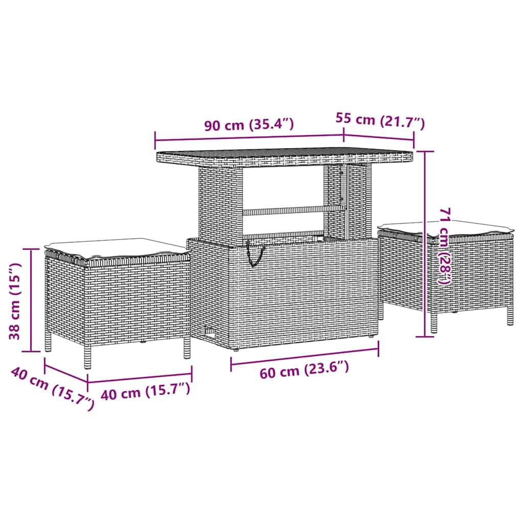 vidaXL Heim & Garten Gartensofa Schwarz-Cremeweiß Poly-Rattan