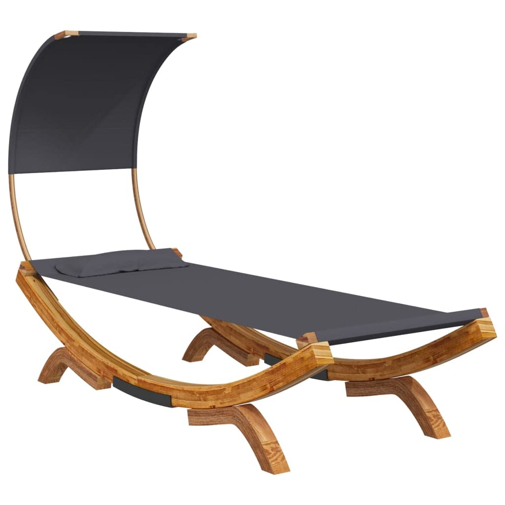 vidaXL Loungebett Bugholz Dach Creme 100x200 cm Sonnenliege