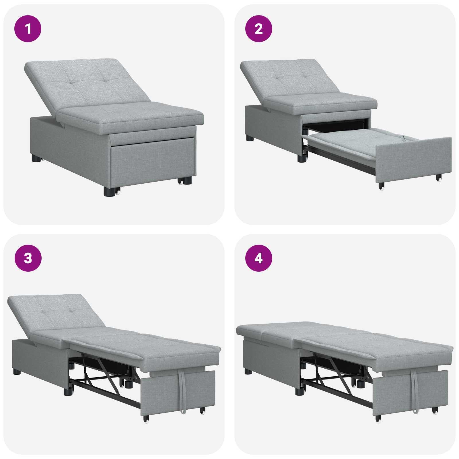 vidaXL Schlafsofa 194x50x82 cm Stoff hellgrau ausziehbar