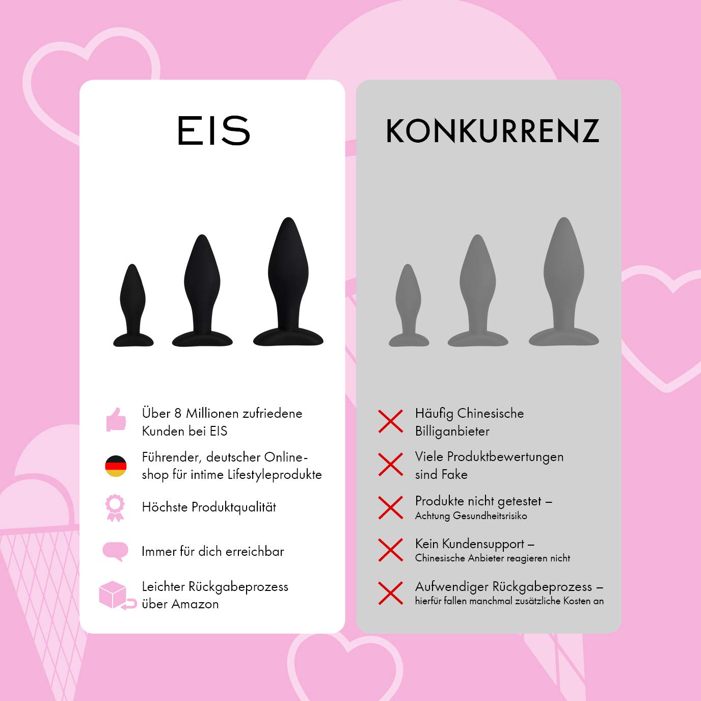 EIS Anal-Plug-Set Silikon 3 Größen konisch Training