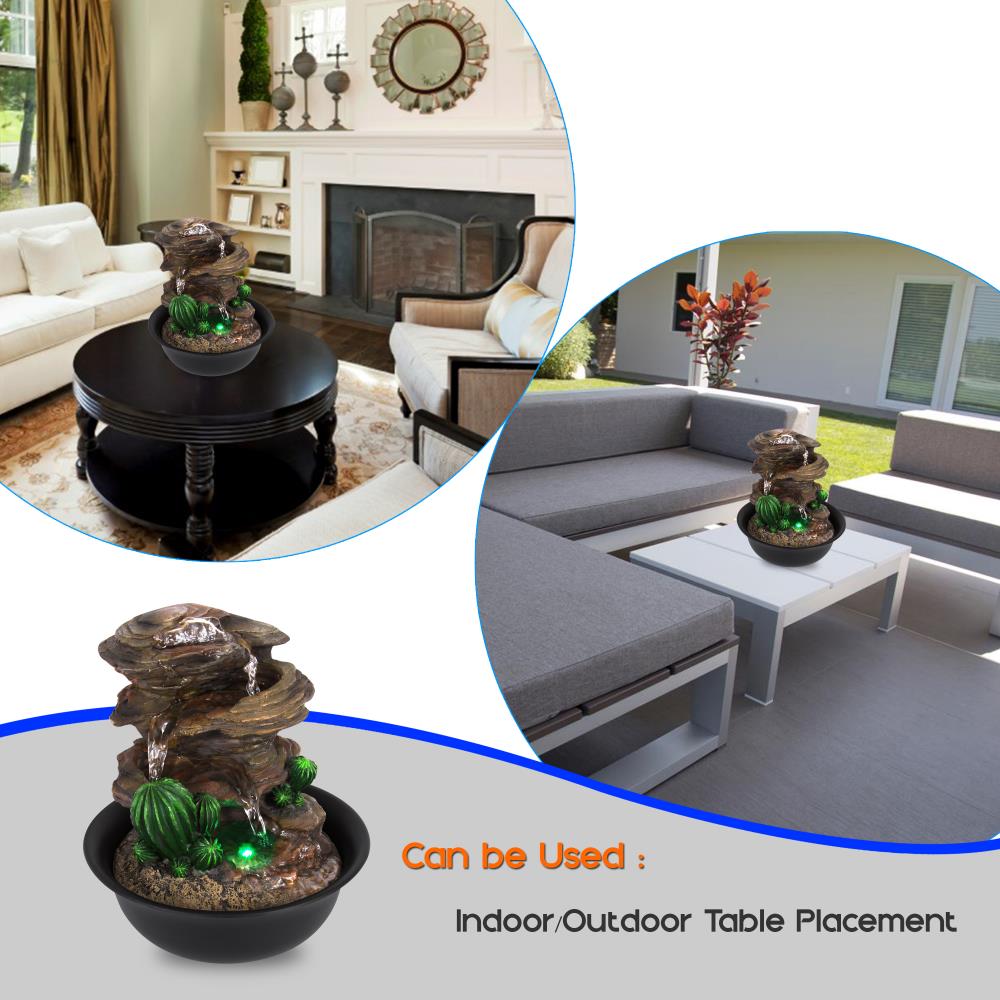Serenelife Furniture Tischbrunnen mit LED 21 cm