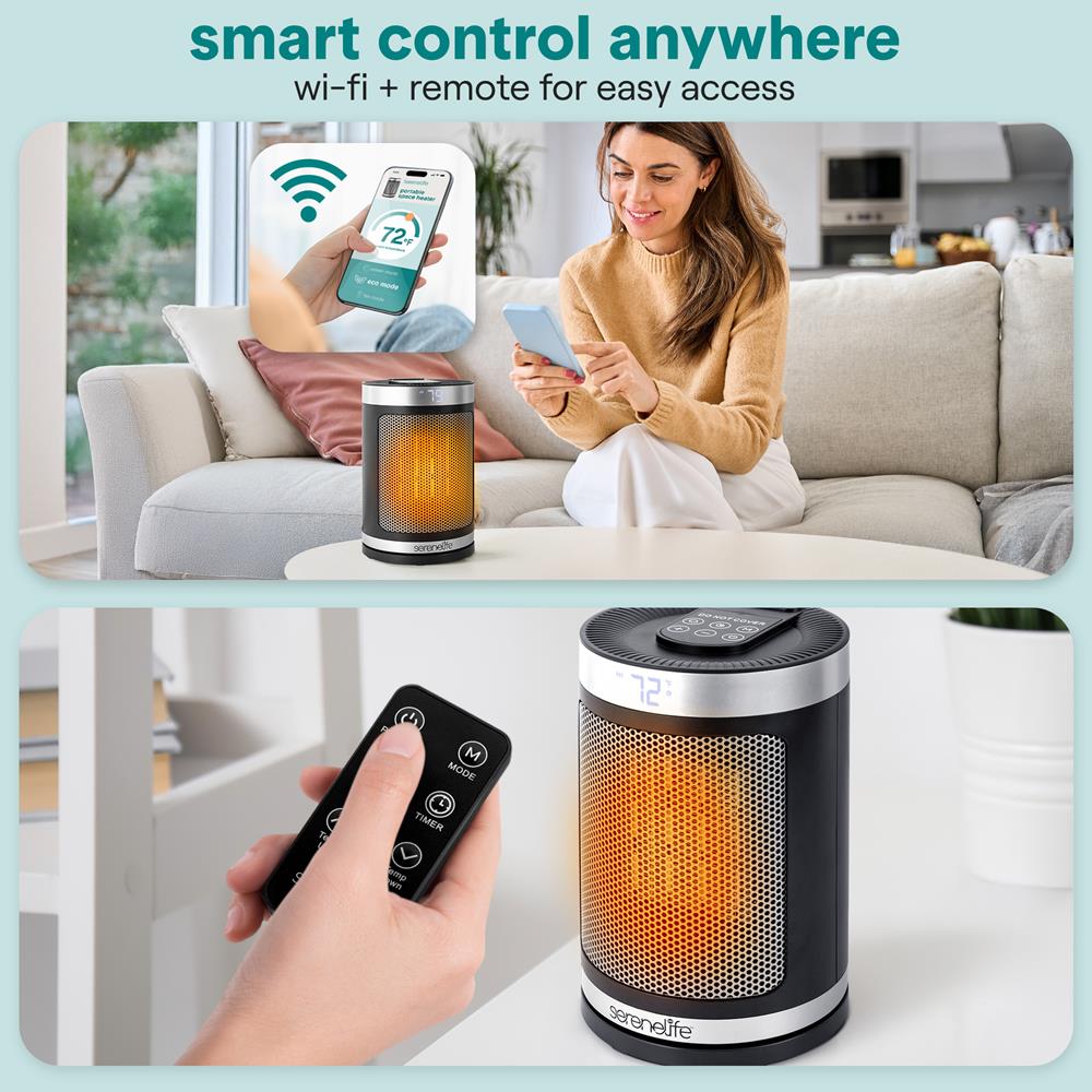 Serenelife Heater Heizlüfter schwarz 1500W PTC WiFi