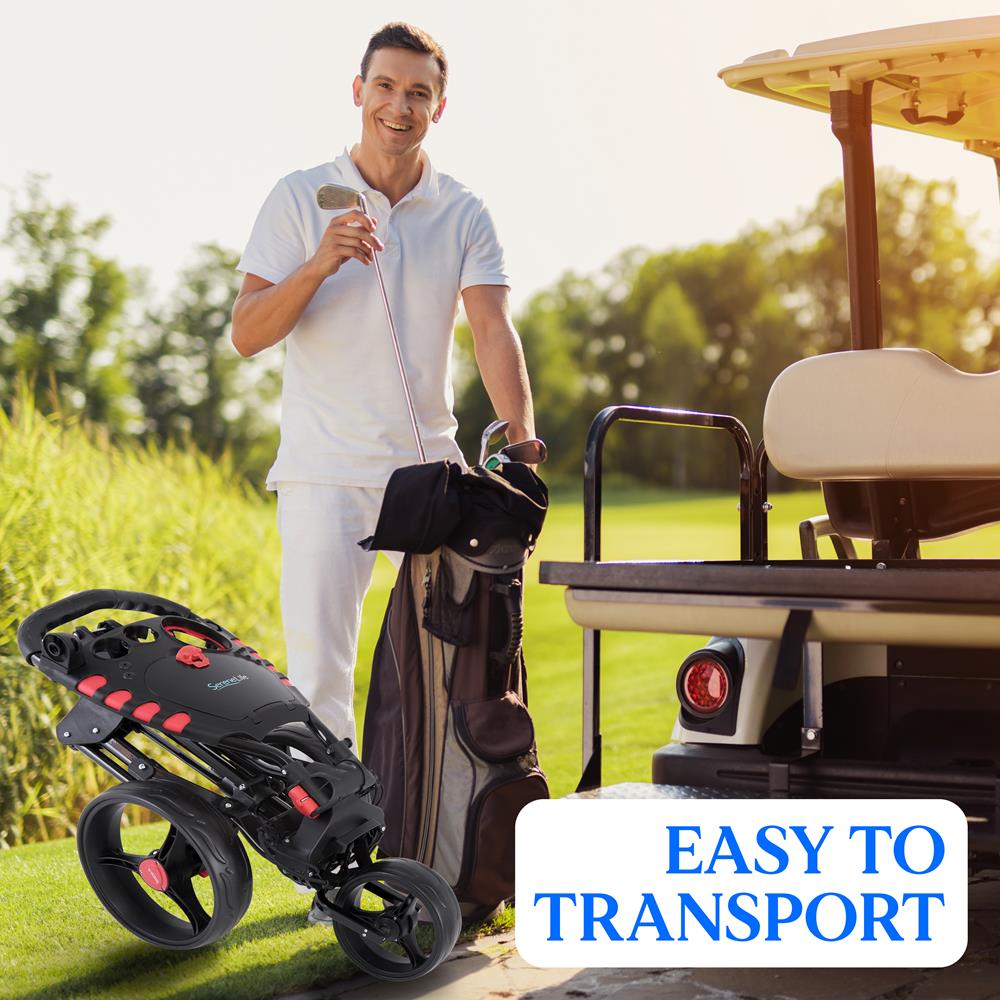Serenelife Camping Golf Trolley Weiß Alu klappbar 3-Rad