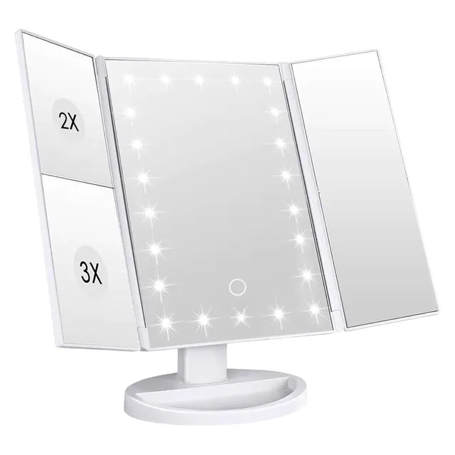 Intirilife Schminkspiegel LED Weiß 1X/2X/3X Klappbar USB