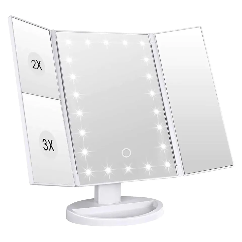 Intirilife Schminkspiegel LED Weiß 1X/2X/3X Klappbar USB