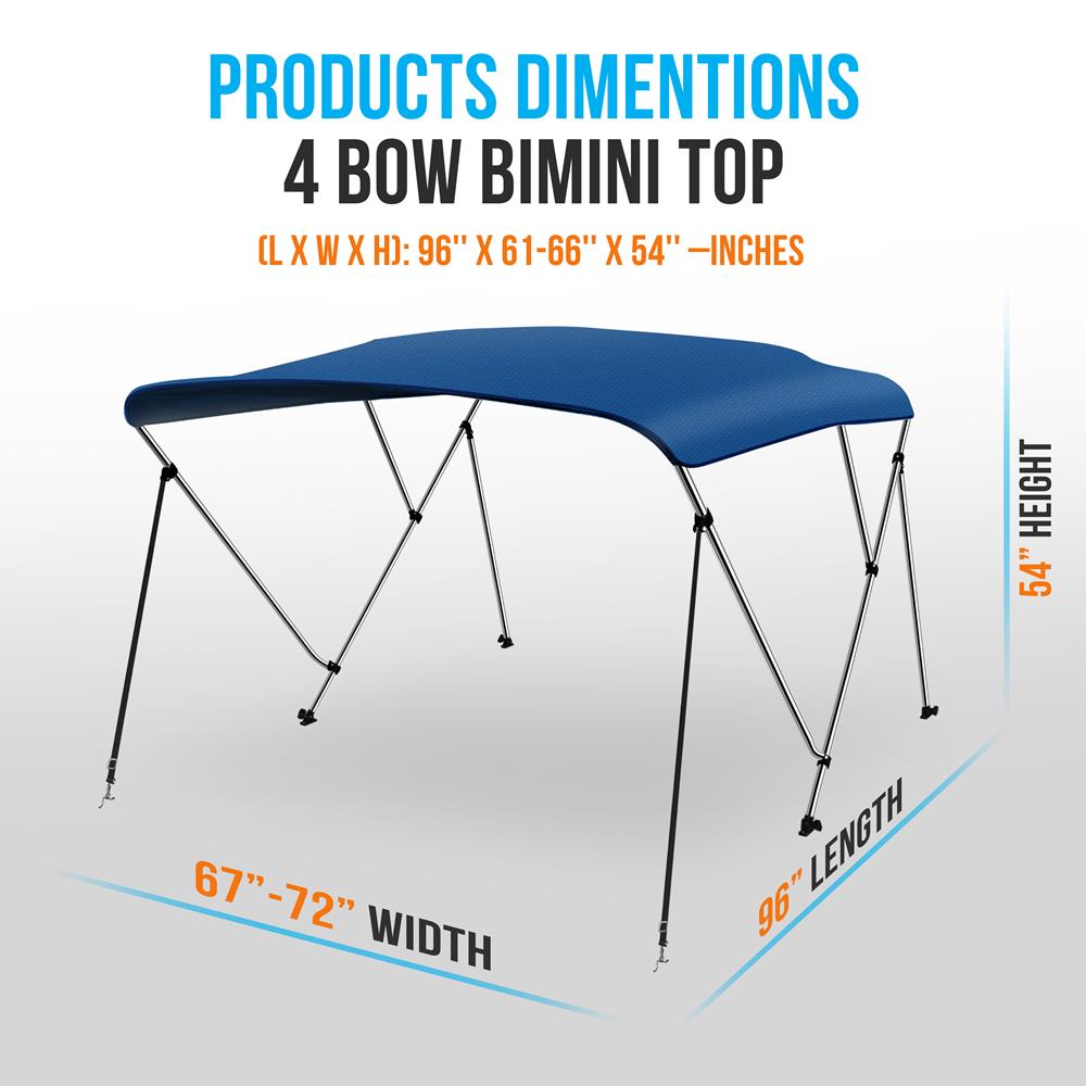 Serenelife Bimini Top 4 Bow Bimini-Verdeck royalblau 600D