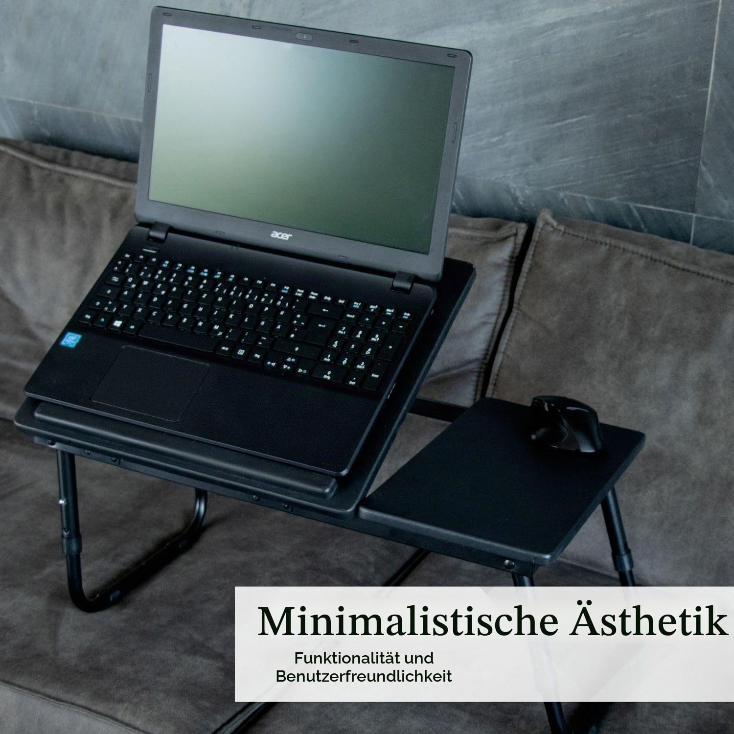 Intirilife Laptoptisch Schwarz 60x35 cm höhenverstellbar klappbar