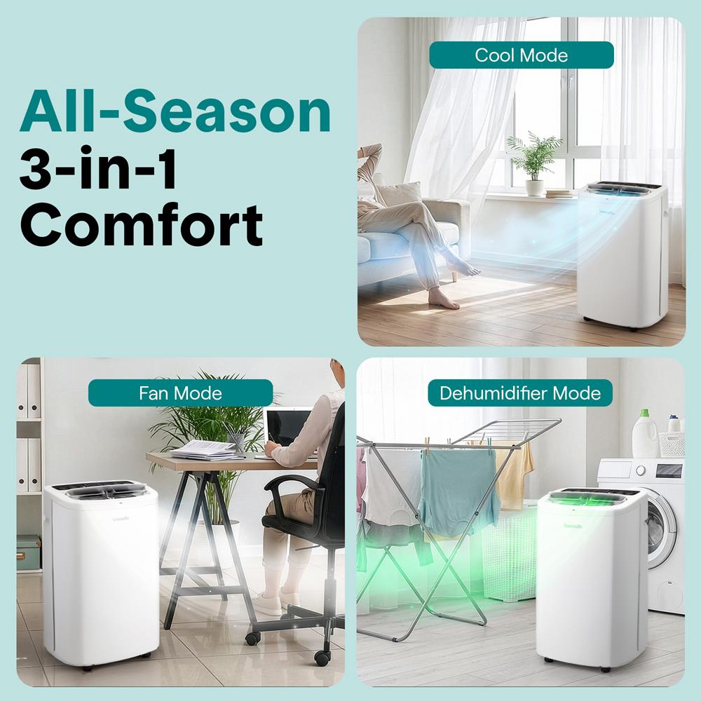 Serenelife Portable AC Klimagerät mobil Weiß 14000 BTU mit WiFi