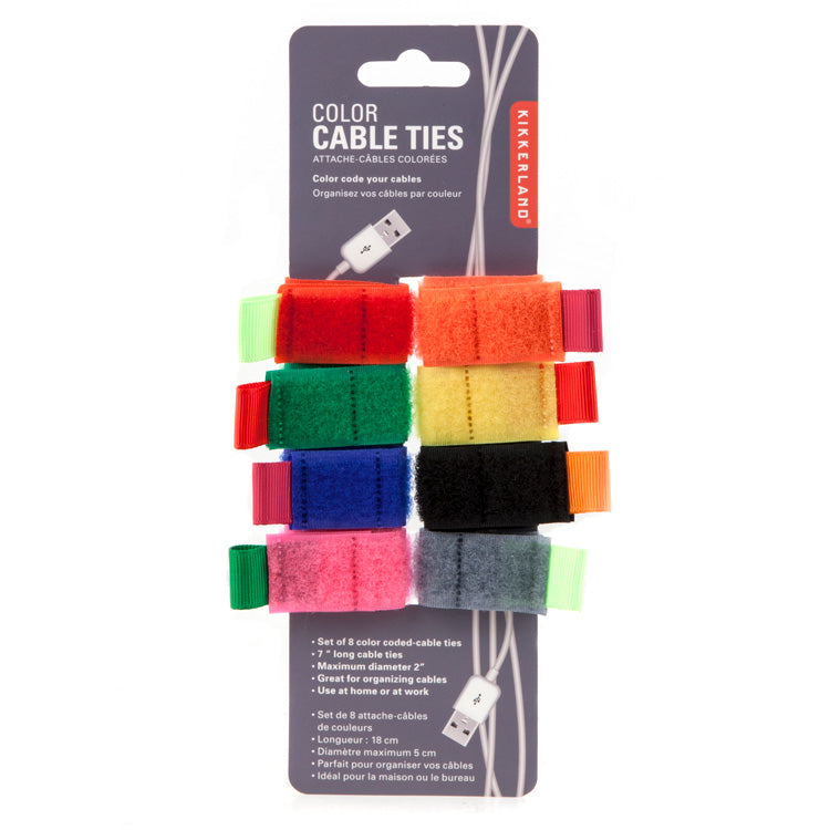 Kikkerland Tech Color Cable Ties Kabelbinder 8er bunt