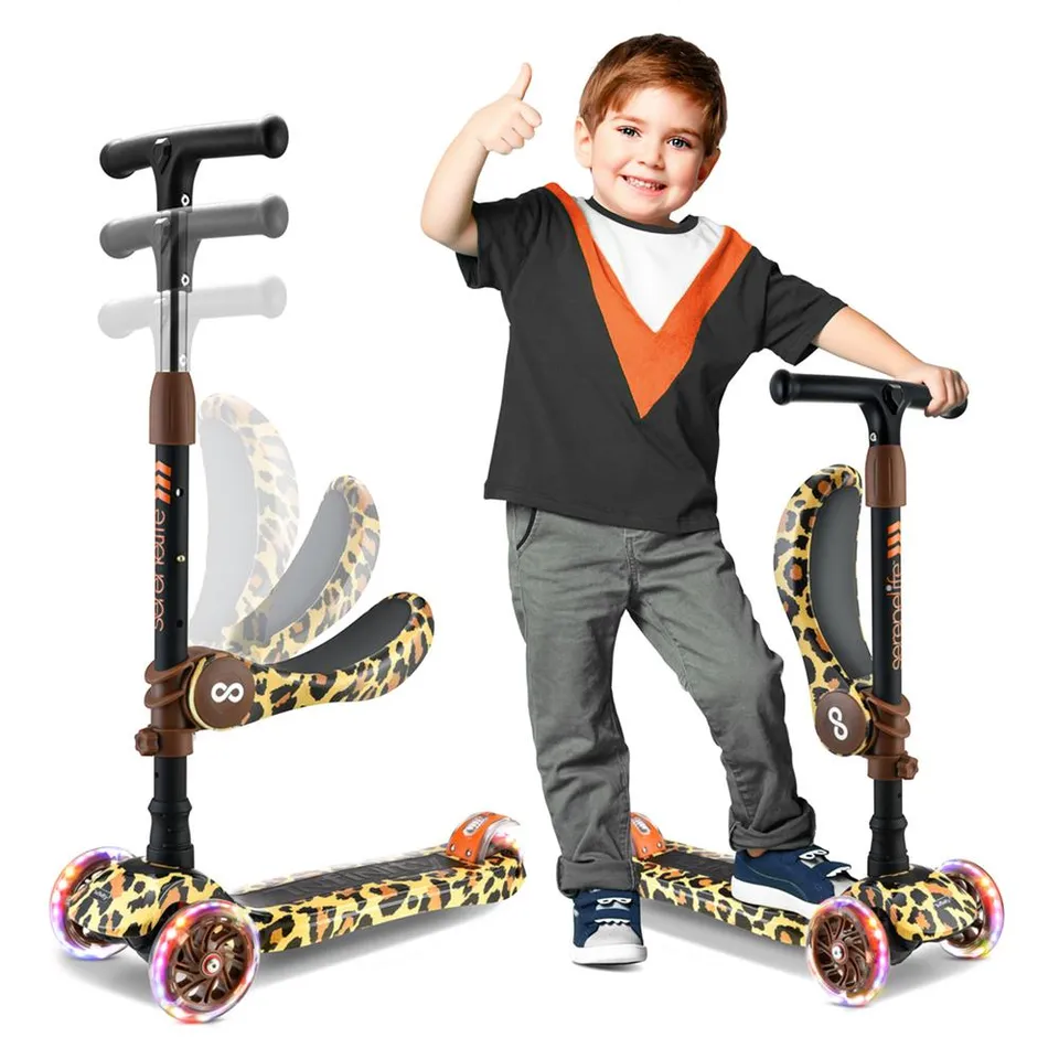 Serenelife Scooters Kinderroller 3 Räder mit Sitz LED