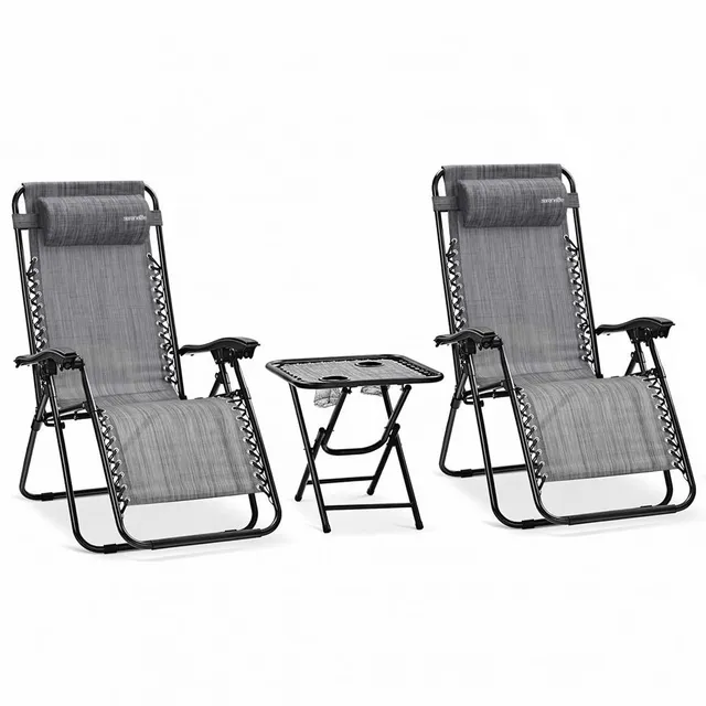 Serenelife Furniture Schwerelos-Liegestuhl 2er Set grau