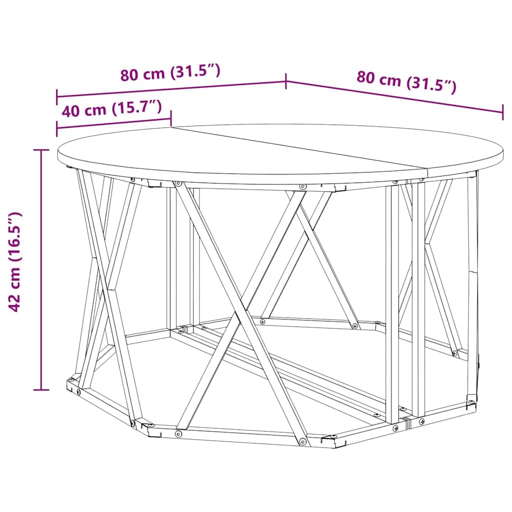 vidaXL Couchtisch Sonoma-Grau 80x80x42 cm Wohnzimmertisch