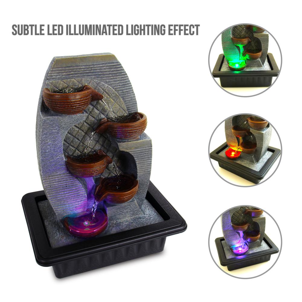 Serenelife Furniture Zimmerbrunnen Tischbrunnen LED Pumpe