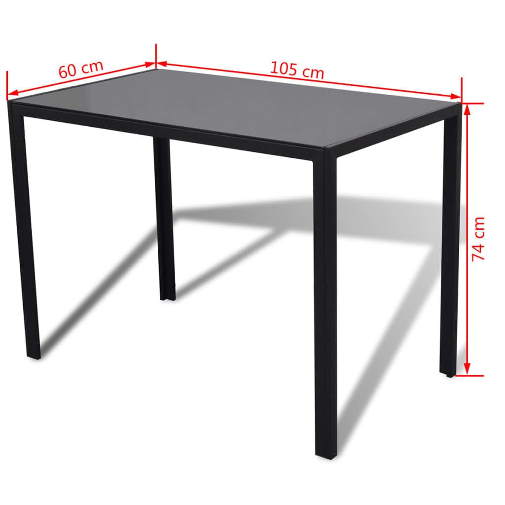 vidaXL Heim & Garten Essgruppe 5-tlg Schwarz Glas Kunstleder