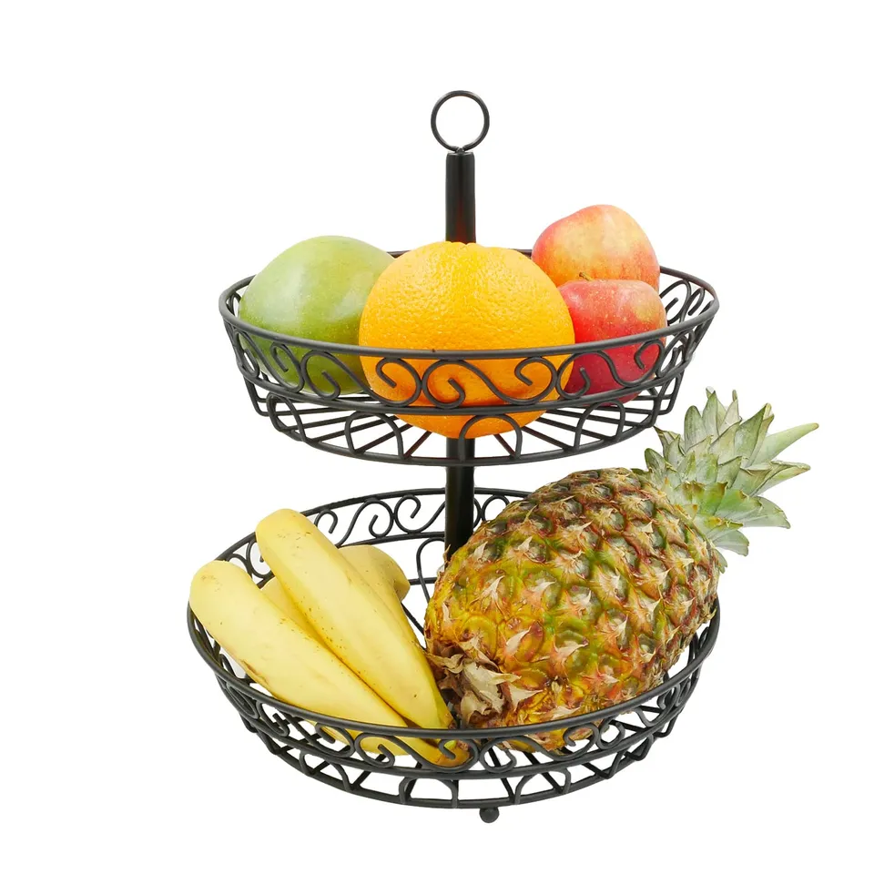 Intirilife Obstkorb Etagere 2 Etagen 30x35 cm schwarz Metall
